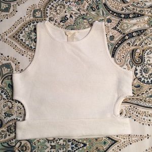 White cut out crop top