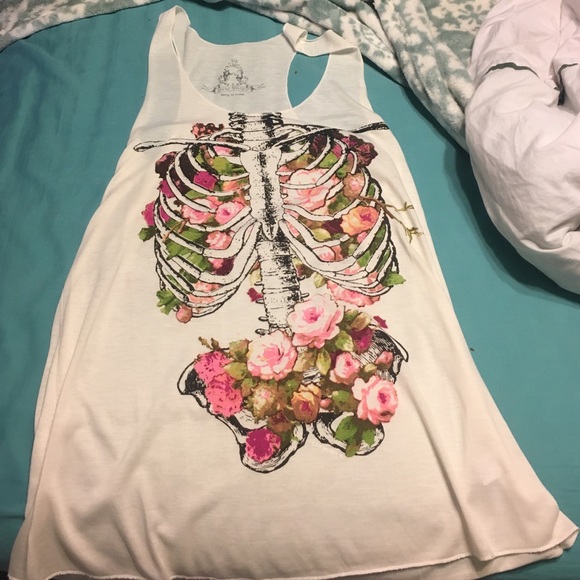 Skeleton flower tank top