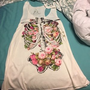 Skeleton flower tank top