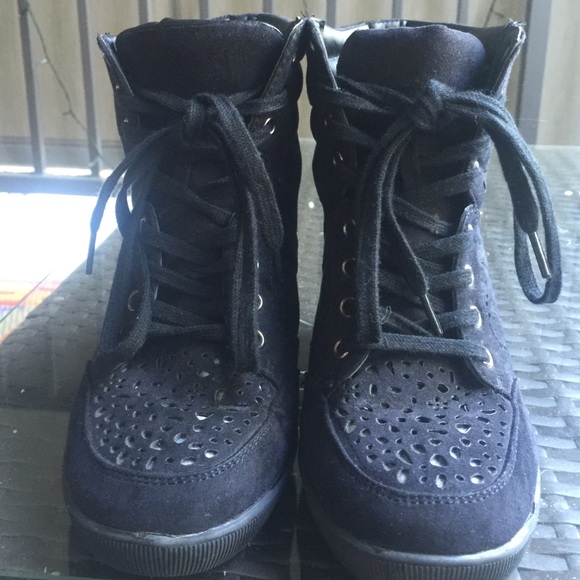 Black Wedge Sneakers