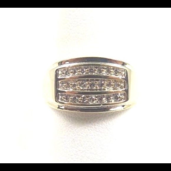 10k Yellow Gold Men's Diamond Ring In A Chanel Setting