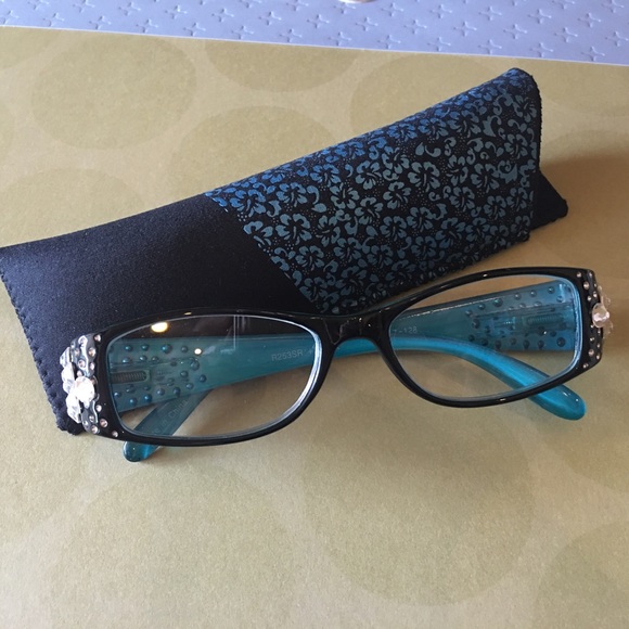Reading Glasses +2.25 Black with Crystals - Picture 3 of 4