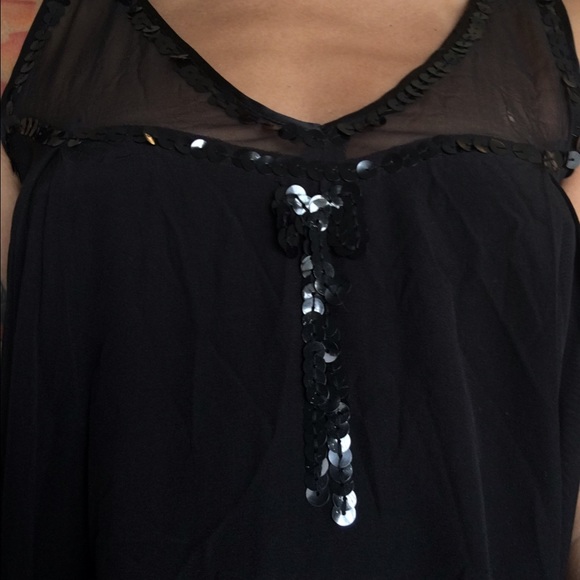 Black silk sequined mini dress/tunic