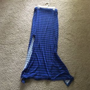 Blue striped maxi skirt!