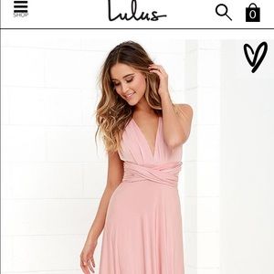 Blush colored convertible maxi dress