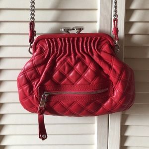 Marc Jacobs red leather quilted crossbody bag