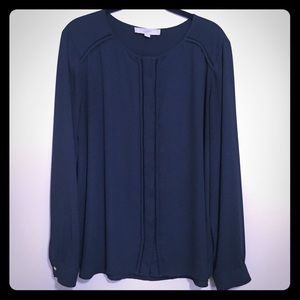 Navy Blue Long Sleeve Blouse