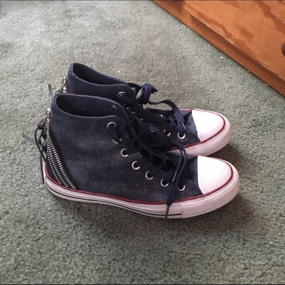 Converse denim zipper high tops 6.5