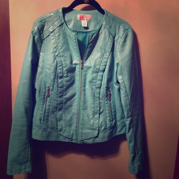 Turquoise faux leather jacket. - Picture 1 of 1