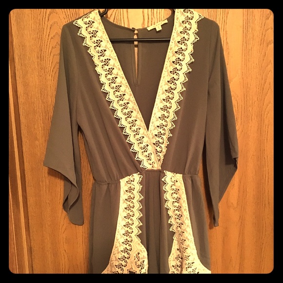 Super cute low cut romper with lace trim