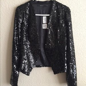 Sequin tuxedo blazer