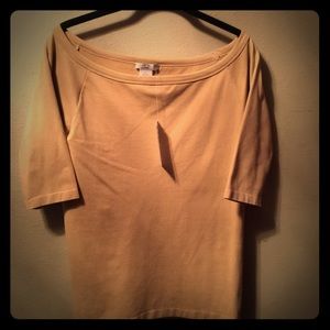 Off the shoulder shirt.