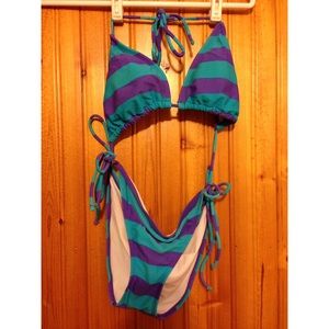 Blue and Purple Striped Bikini