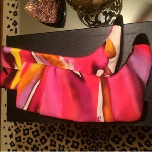 Chanel multicolored pink with black captoe boots40