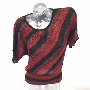 Red and Black Stripped Blouse