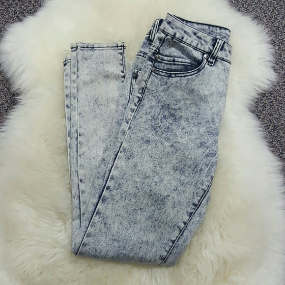 High Waisted Acid Wash Skinny Jeans