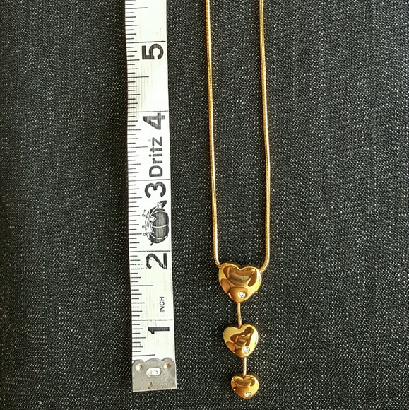 Gold Plated 3 of Hearts Earring and Necklace Set - Picture 2 of 4