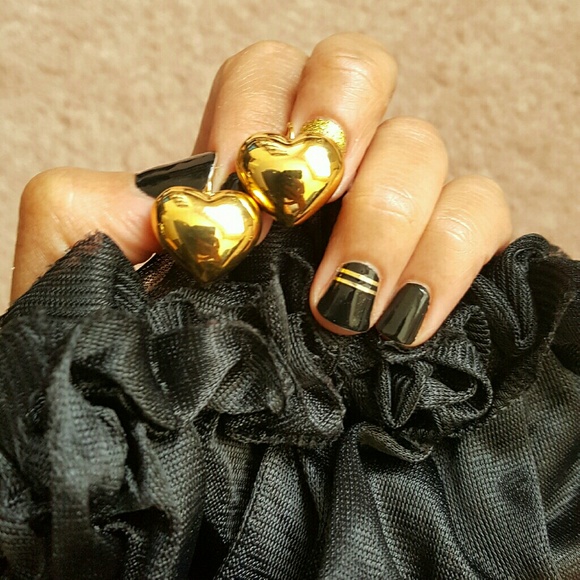 Gold Plated 3 of Hearts Earring and Necklace Set - Picture 3 of 4