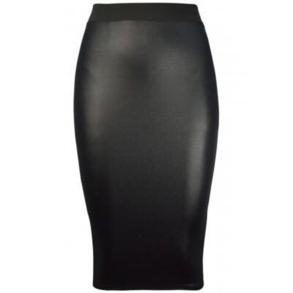 Leatherette Midi Skirt