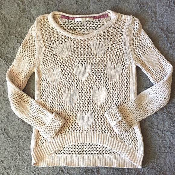 Hearts Sweater LC Lauren Conrad Cream Open Knit