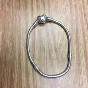 Pandora Silver Charm Bracelet with Heart Clasp