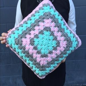 Handmade by me crochet pillow
