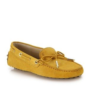 Tods Gommini Tie Yellow Nubuck Leather Drivers