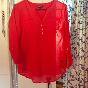 Express red high low sheer top!