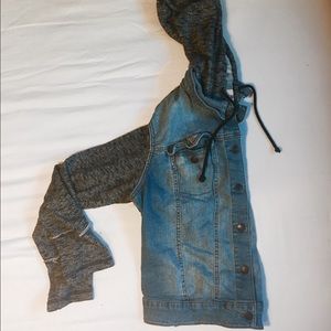 Button-Up Denim Sweatshirt Hoodie