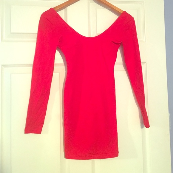 Red Long Sleeve American Apparel Bodycon Dress