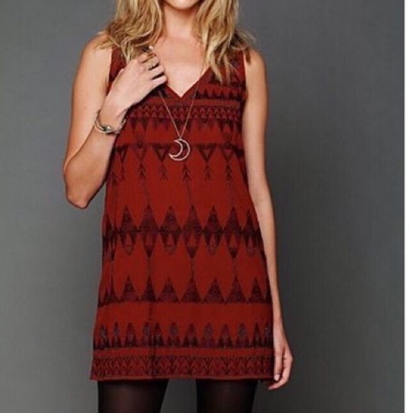 FREE PEOPLE Cranberry Beaded Shift Dress