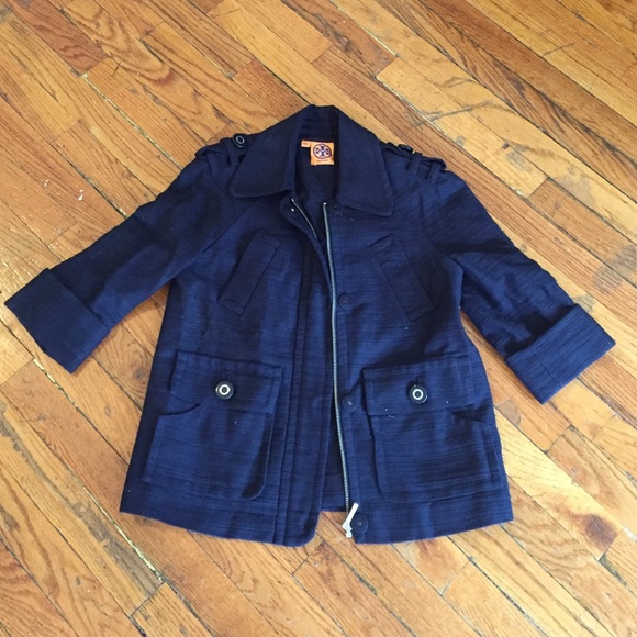 Tory burch navy cropped jacket - Picture 1 of 2