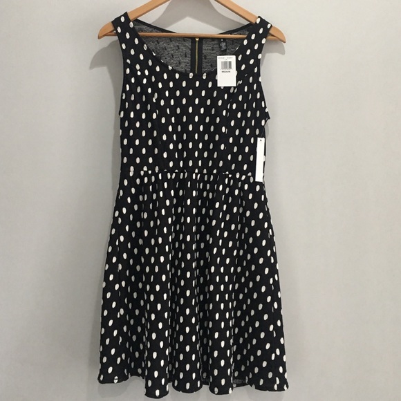 NWT Aqua Polka Dot Dress blk/wht