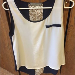 White and navy lace tank