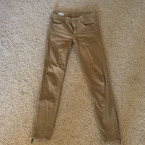 Gap always skinny tan jeans with zipper detail