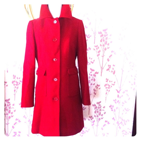 J. Crew Cherry Red Pea Coat