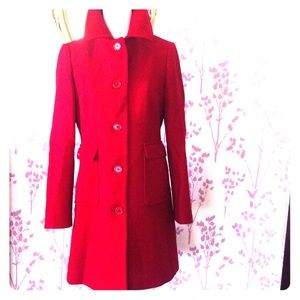 J. Crew Cherry Red Pea Coat