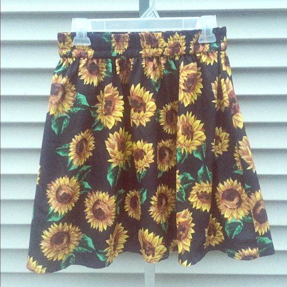 Gorgeous Sunflower Pattern High Waisted Skirt