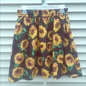 Gorgeous Sunflower Pattern High Waisted Skirt