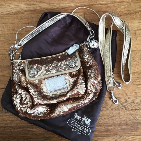 Never been used Coach Poppy sequin gold purse