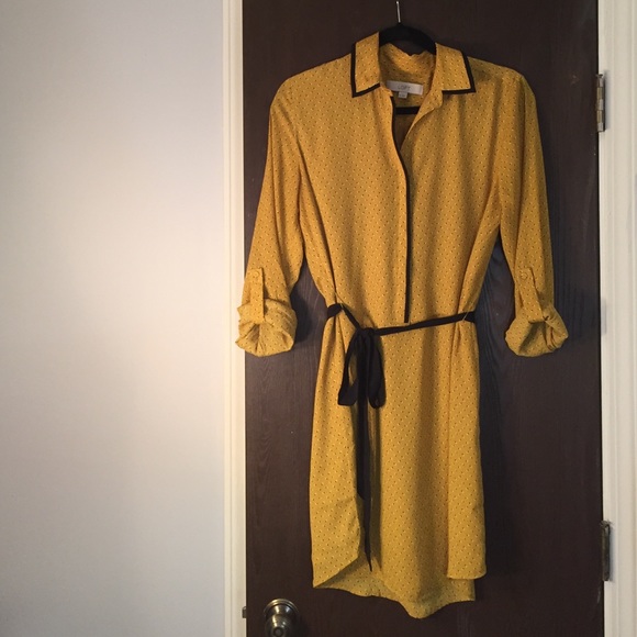 Loft Flowy Printed T-shirt Dress with Belt