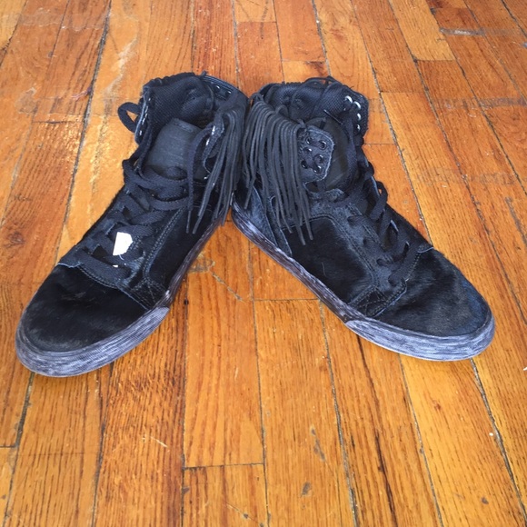 Supra fringe black pony hi top sneakers - Picture 1 of 3