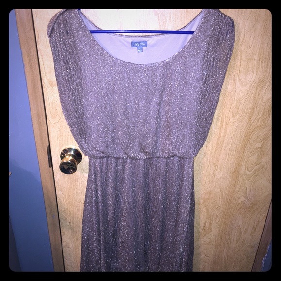Gold and tan dress high low bottom