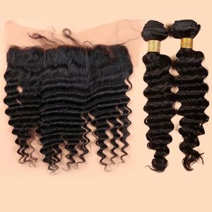 Brazilian Deepwave lace frontal and 2 bundles