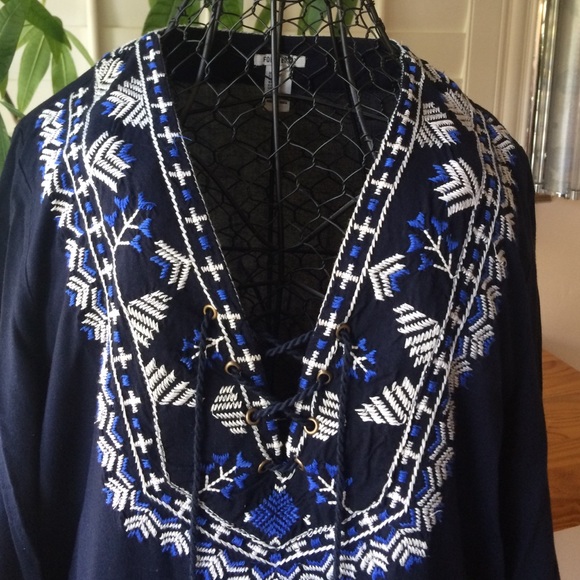 Navy Embroidered Tunic - Picture 2 of 3