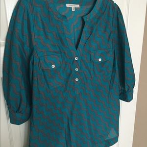 41 hawthorn turquoise & gray blouse size med