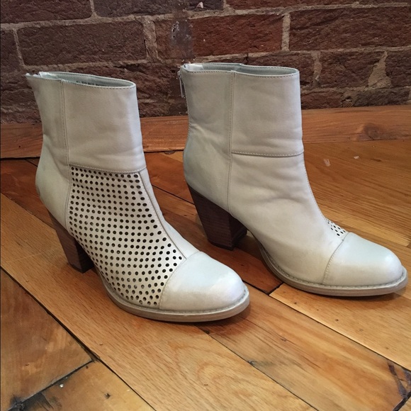 Off white faux leather booties