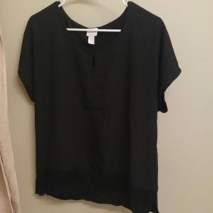 Very nice Plus size black blouse with lace detail