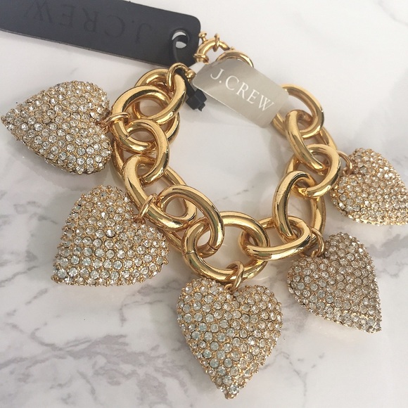 NWT J.Crew Pavé Heart Bracelet