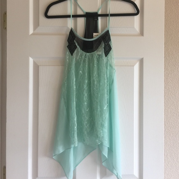 Aqua and Black  Buckle tank top